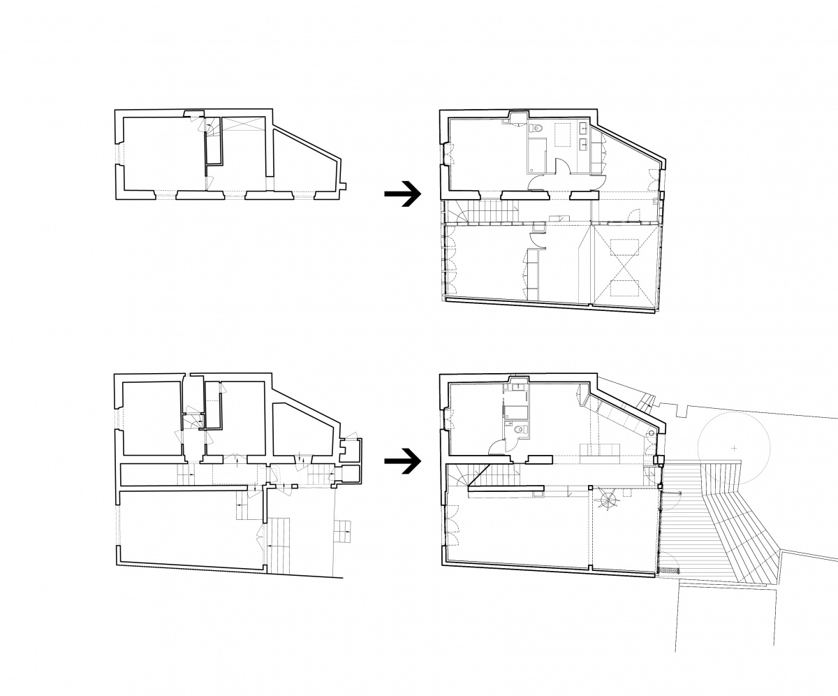 Extension et Surlvation d'une maison de Ville : Plans pour publication PUBLI ss hachures ARROWS